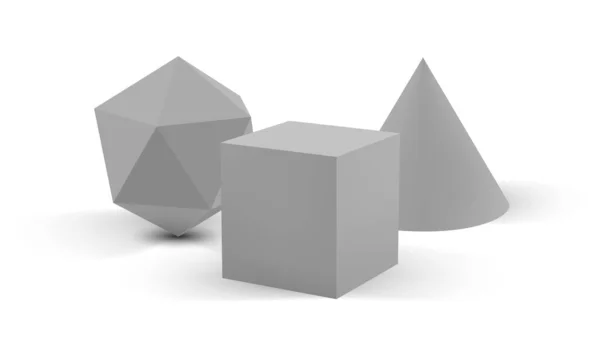 3D形状模板 现实的形状 灰色几何图形 — 图库矢量图片