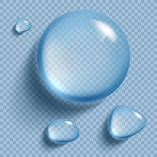 现实透明的水滴 雨滴在透明的背景上 孤立的矢量说明 — 图库矢量图片