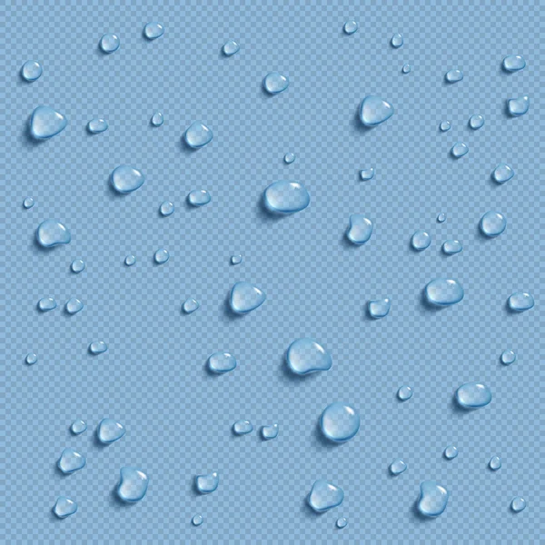 水滴在透明的背景上是孤立的 现实的纯液滴凝结在一起 矢量图像 — 图库矢量图片