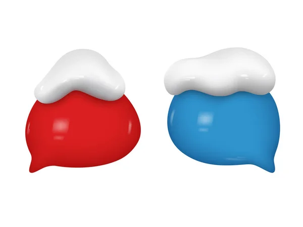 有雪帽的讲话泡泡 在白色背景上分离的颜色向量元素 3D聊天图标设置与雪 矢量图像 — 图库矢量图片#