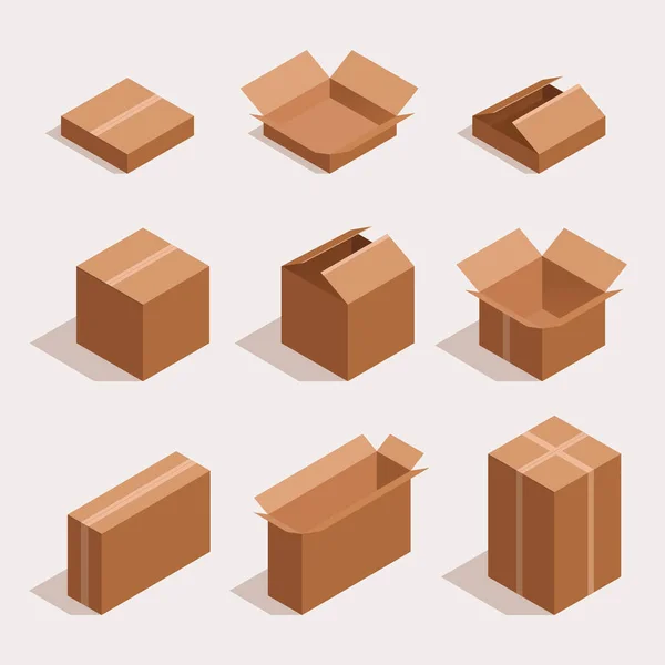 Vector Isometric Cardboard Boxes Box Icon Boxes Isolated Vector Illustration — Stock Vector