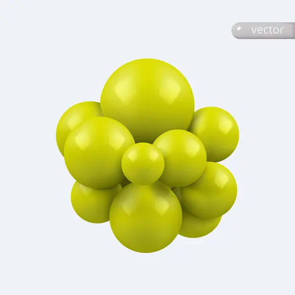 抽象ベクトル幾何学的な形状 球体が付いている現代の物体 隔離された3Dベクトル分子 — ストックベクタ