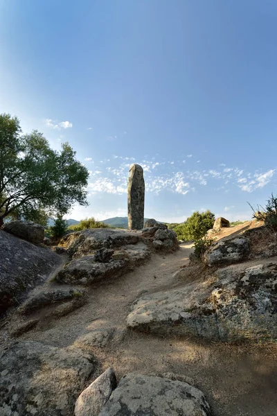 费利杜萨 科西嘉 老石数字的古代文明 地方现在是露天博物馆 该网站一次宗教目的 并拥有众多人物雕刻的石头 — 图库照片