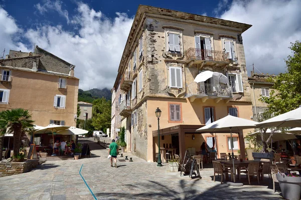 Erbalunga Corsica França Agosto 2020 Turistas Almoçam Dos Muitos Restaurantes — Fotografia de Stock