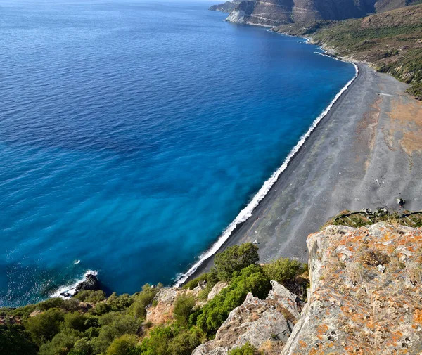 Utsikt Stranden Nonza Cap Corse Korsika Frankrike – stockfoto