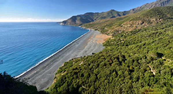 Plaj Nonza Cap Corse Korsika Fransa Içinde Görünümünü — Stok fotoğraf
