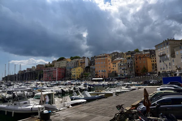 Bastia Corsica France Серпня 2020 Бурхливі Хмари Над Портом Бастії — стокове фото