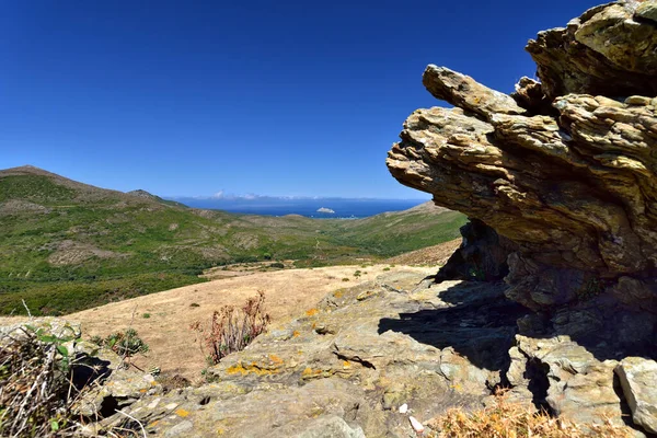 Panoramiczny Punkt Widokowy Rogliano Półwyspie Cap Corse Położony Północnym Krańcu — Zdjęcie stockowe