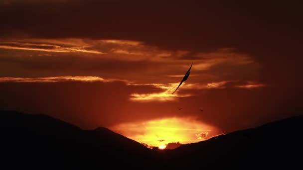 Auringonlaskun Vuoret Eeppinen Pilvet Video — kuvapankkivideo