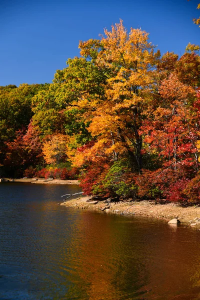 Herbstlicher Laubsee Mit Wunderschönen Bunten Bäumen Harriman State Park Usa — Stockfoto