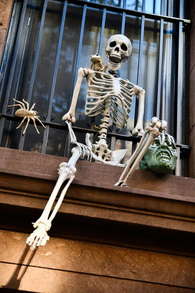 Espeluznantes Esqueletos Miedo Como Decoraciones Halloween Aire Libre — Foto de Stock