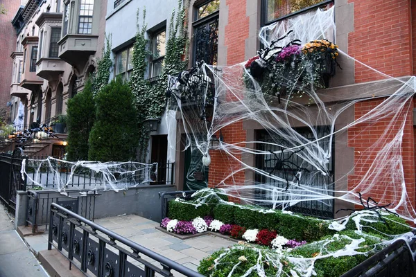 Aranha Gigante Web Como Decorações Halloween Livre — Fotografia de Stock