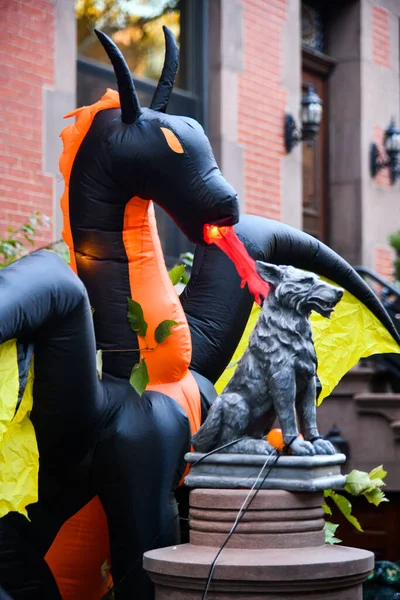 Dragão Inflável Como Decoração Livre Para Halloween — Fotografia de Stock