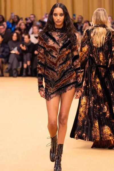 Milan Italy February Model Walks Runway Roberto Cavalli Fashion Show — Stock Photo, Image