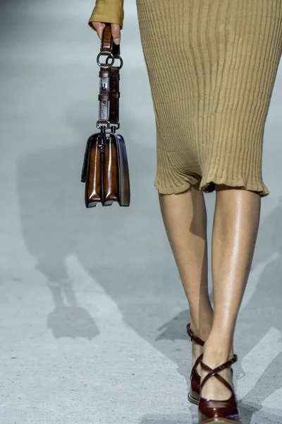 stock image MILAN, ITALY - FEBRUARY 24: A model walks the runway at the Tods fashion show during the Milan Fashion Week Womenswear Fall/Winter 2023/2024 on February 24, 2023 in Milan, Italy.