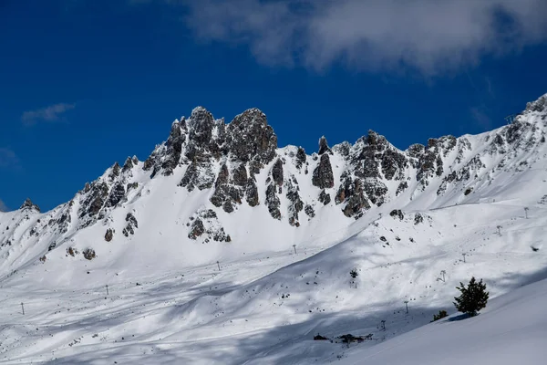 Лыжный Кресельный Подъемник Рок Тунь Долине Мерибель Франции Захватывающий Дух — стоковое фото