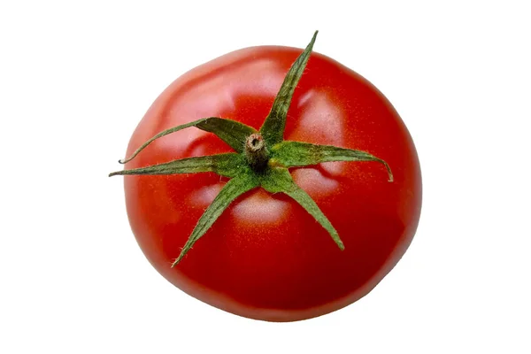 Tomate Vermelho Sobre Fundo Branco Isolado Vegetal — Fotografia de Stock