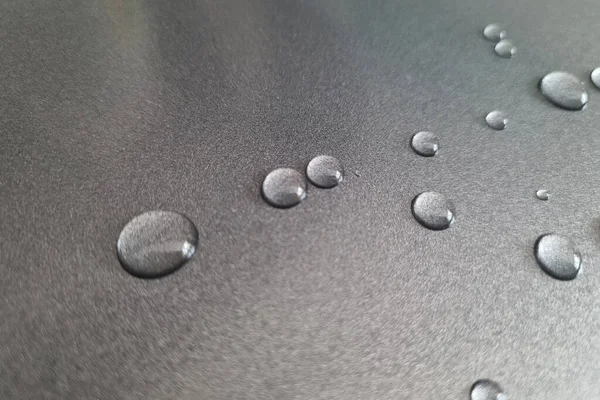 Auf Der Metalloberfläche Sind Wassertropfen Hintergrund — Stockfoto