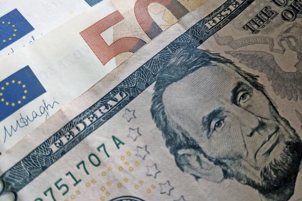 Banknotes Dollars Euros Economy Global — Stock Photo, Image