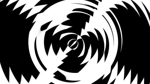 Abstract Black White Cyclic Illustration Hypnotic Video — Stock Video