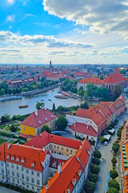 Wroclaw, Polonya, 15 Haziran 2022 Wroclaw Drone görünümü