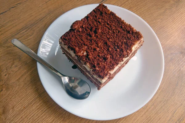 Van Egy Tál Torta Asztalon Édességek Teával Vagy Kávéval — Stock Fotó