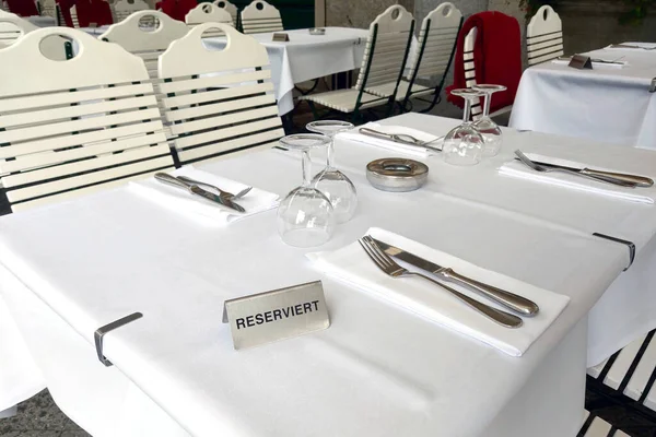 View of a beautiful reserved table in a cafe or restaurant