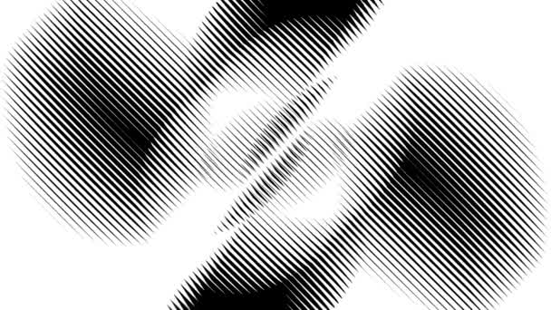抽象的な黒い縞模様は白い背景の上で空間に変化する 粘着性ビデオ — ストック動画