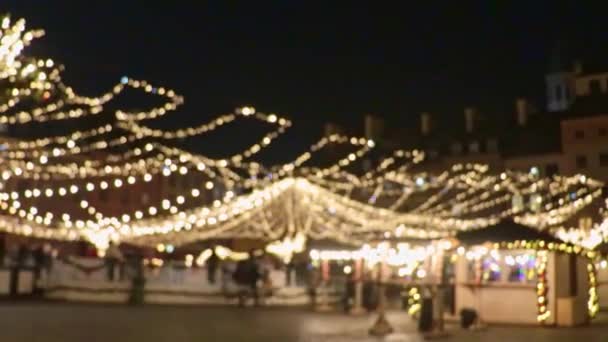 Sfondo Sfocato Luci Brillanti Della Piazza Natale Umore Capodanno Festeggiamenti — Video Stock