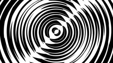 Soyut siyah-beyaz arka plan. Hipnoz, meditasyon. Video döngüsü. 4K video illüzyonu canlandırması