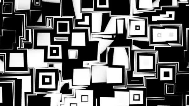 Czarno Białe Kwadraty Abstrakcyjne Tło Renderowanie — Wideo stockowe