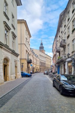 Krakow, Polonya, 15 Temmuz 2022 Krakow 'un güzel eski sokakları