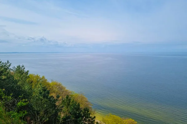 Θέα Από Ψηλά Προς Θάλασσα Γαλάζιο Διάφανο Νερό Γραφικό Υπόβαθρο — Φωτογραφία Αρχείου