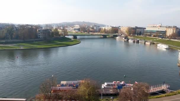 Krakow Polen November 2022 Vacker Utsikt Över Floden Från Slottet — Stockvideo