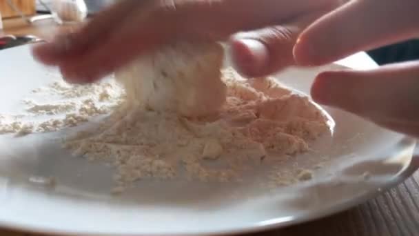 Hands Girl Woman Make Dessert Preparation Dough Cheesecakes — Vídeo de Stock