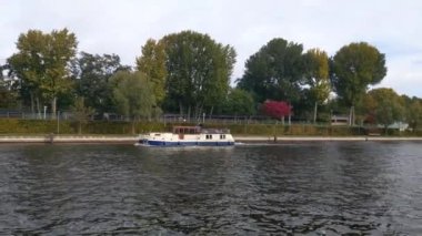 Berlin, Germany, October 1, 2022: A ship sails along the river Spree in Berlin