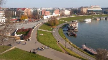 Krakow, Poland November 4, 2022: View of the river and the city of Krakow from the Wawel Castle