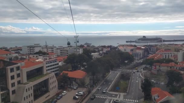 Aerial View City Funchal Cable Car — Αρχείο Βίντεο