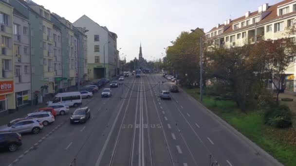 Szczecin Poland October 2022 View City Transport Traffic — Vídeo de Stock