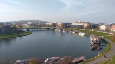 Krakow, Poland, October 15, 2022: View of the river from the Wawel Castle in Krakow