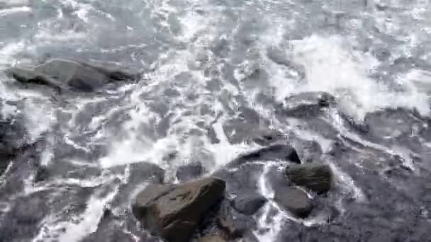 Background Raging Nature Waves Wash Rocks Water Splash Foam Power — Stock video