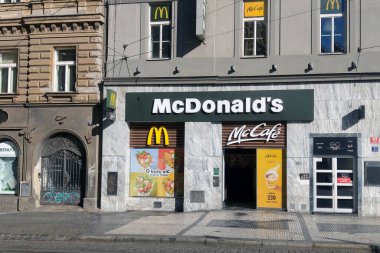 Prague, Czech Republic, October 15, 2022: McDonalds fast food restaurant company