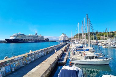Madeira, Portugal, November 24, 2022: pier with boats in the city of Funchal, Madeira