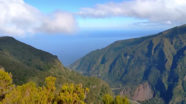 Θέα Στις Καταπράσινες Πλαγιές Των Βουνών Του Νησιού Υπόλοιπο Στο — Αρχείο Βίντεο