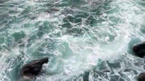 Pohled Výšky Vln Oceánu Síla Přírody Vody Mořské Vlny Příliv — Stock video