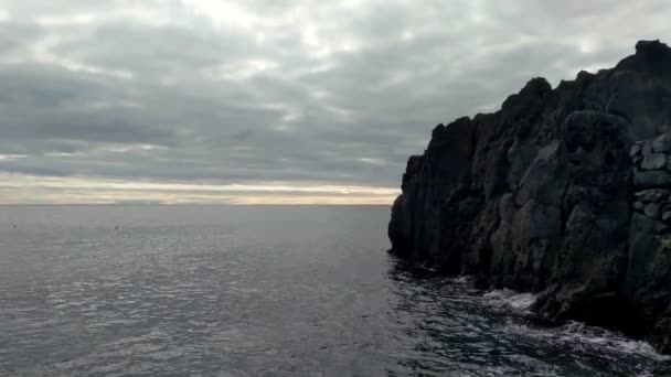 Schöner Sonnenuntergang Meer Oder Meer Bedeckter Himmel — Stockvideo
