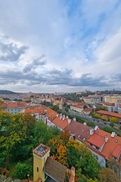 Praga República Checa Outubro 2022 Vista Cima Sobre Telhados Vermelhos — Fotografia de Stock