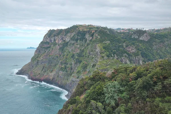 Vista Desde Una Altura Verde Isla Madeira Océano Por Mañana — Foto de Stock