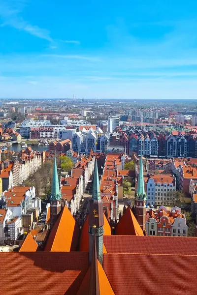 Gdansk Polônia Abril 2023 Vista Uma Altura Gdansk Telhados Casas — Fotografia de Stock