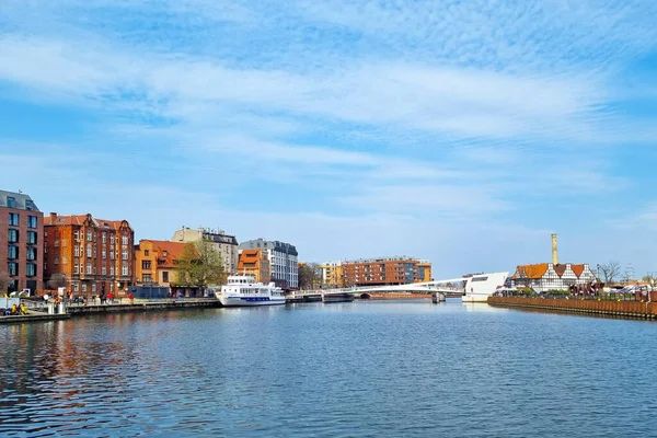 stock image Gdansk, Poland, April 24, 2023: view of the city of Gdansk from the water